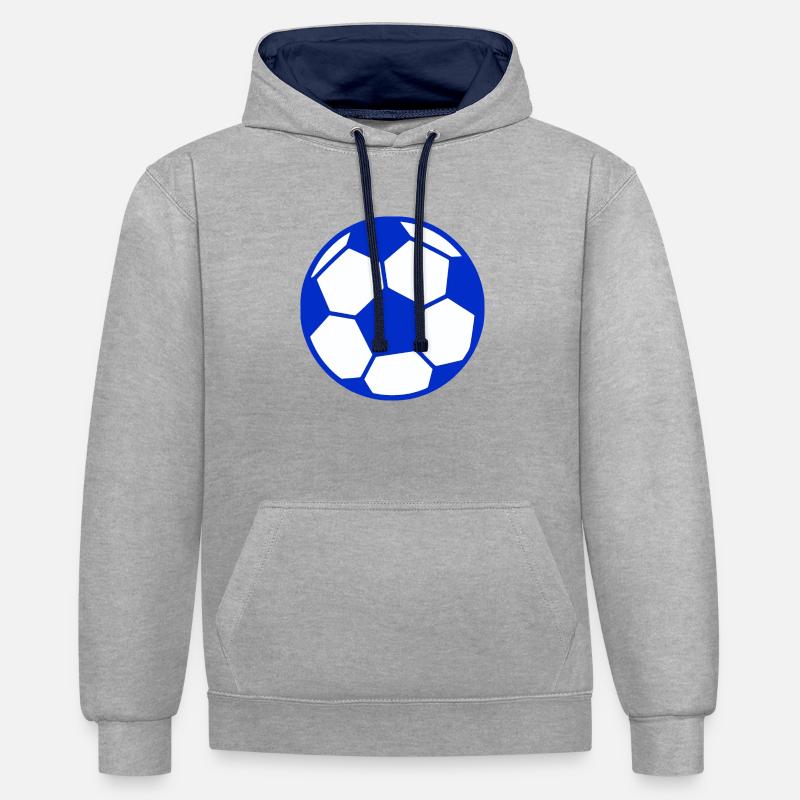 Ballon de foot bleu blanc - Sweat à capuche contrasté - gris chiné/bleu marine