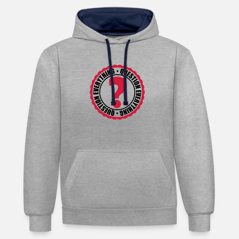 Tout remettre en question Tampon - Sweat à capuche contrasté - gris chiné/bleu marine