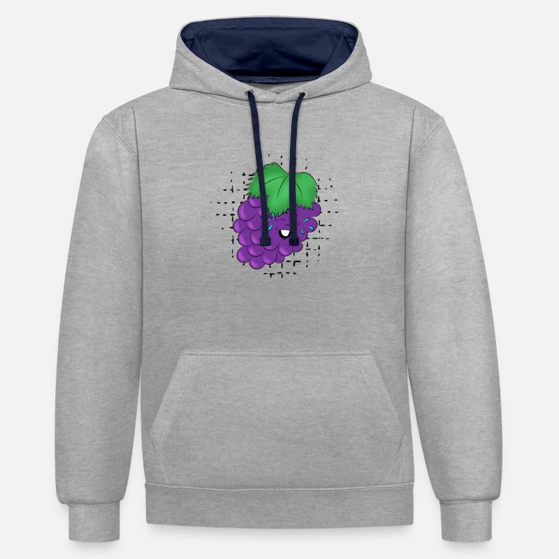 S’amuser avec Grape - Sweat à capuche contrasté - gris chiné/bleu marine