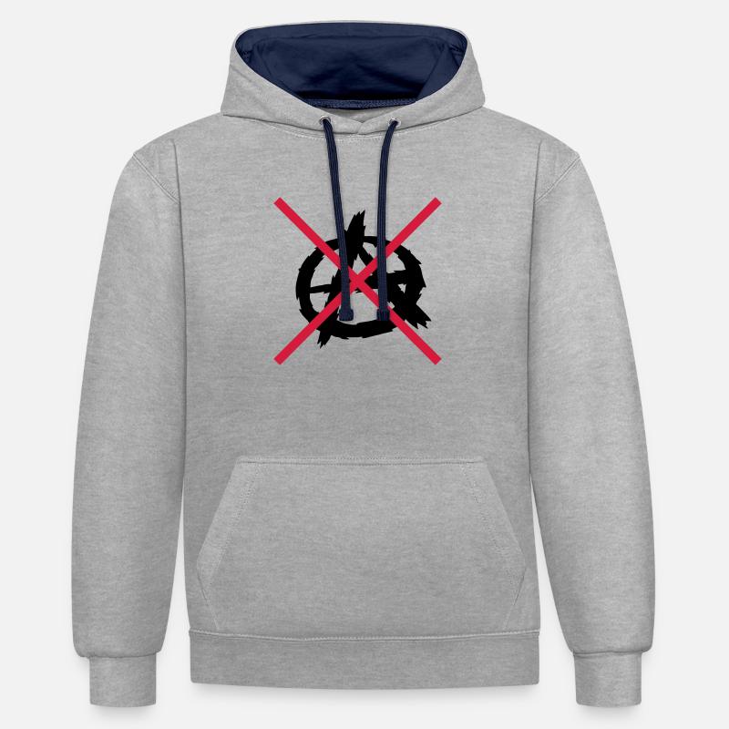 Aucun logo de symbole d'anarchie - Sweat à capuche contrasté - gris chiné/bleu marine