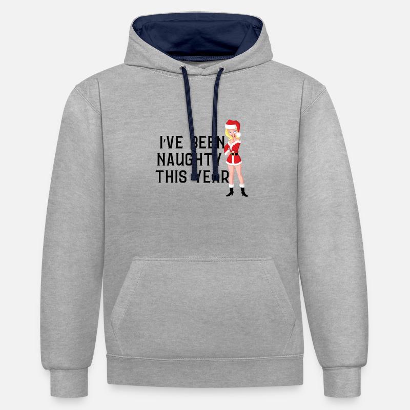 Frecher Weihnachtspullover - Kontrast-Hoodie - Grau meliert/Navy