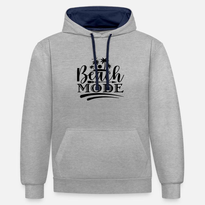 Mode de plage - Sweat à capuche contrasté - gris chiné/bleu marine