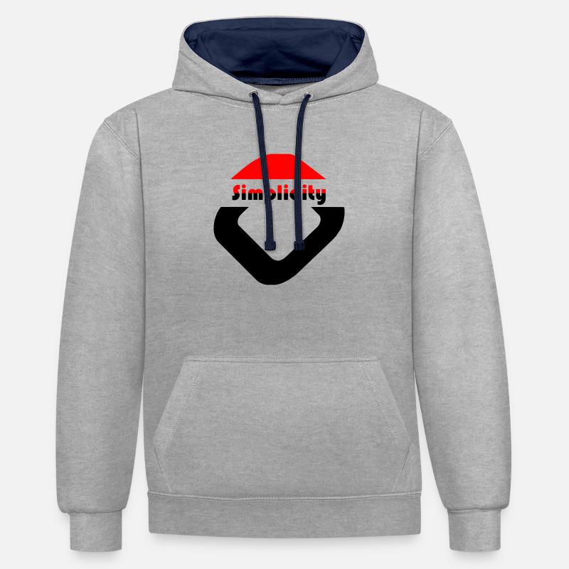 Osoued Simplicité - Sweat à capuche contrasté - gris chiné/bleu marine