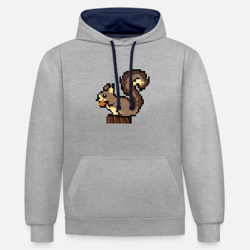 Wiewiórka Pixel Art Gift Idea - Kontrastowa bluza - szary melanż/granatowy
