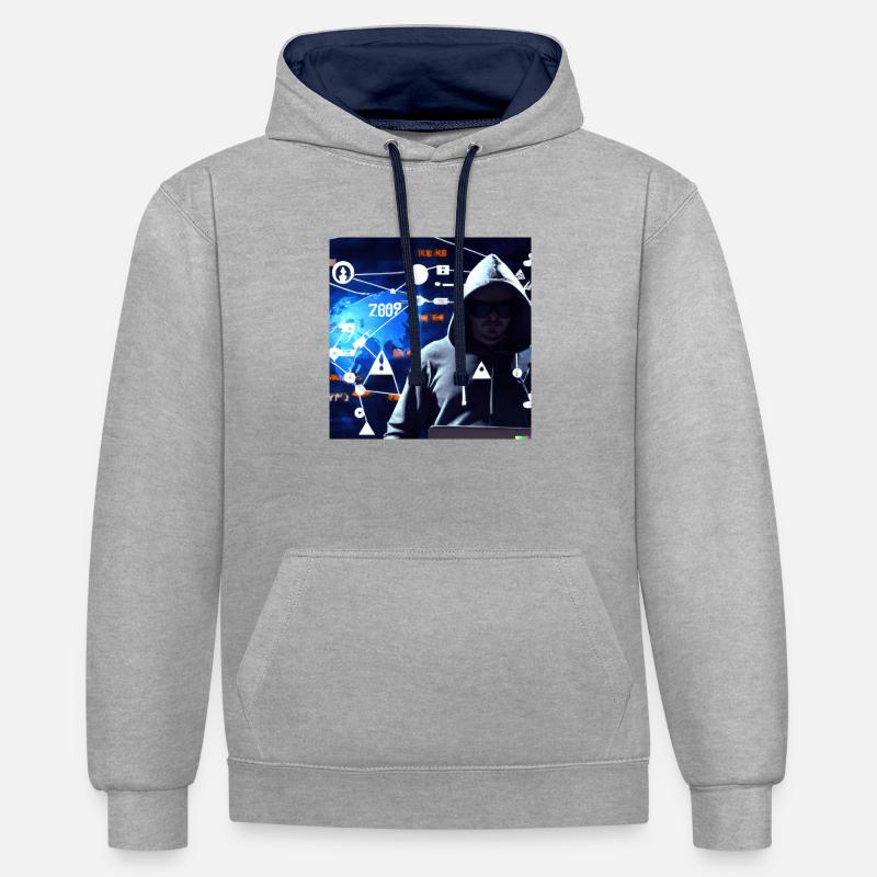 Cyber Attack - Contrast hoodie - heather grey/navy