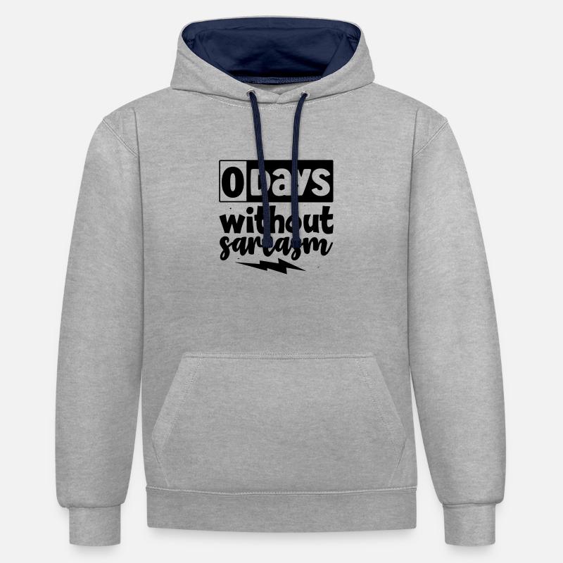 0 jours sans sarcasme - Sweat à capuche contrasté - gris chiné/bleu marine