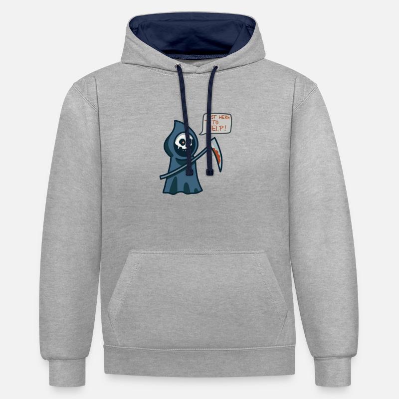 JUSTE LÀ POUR VOUS AIDER - Sweat à capuche contrasté - gris chiné/bleu marine