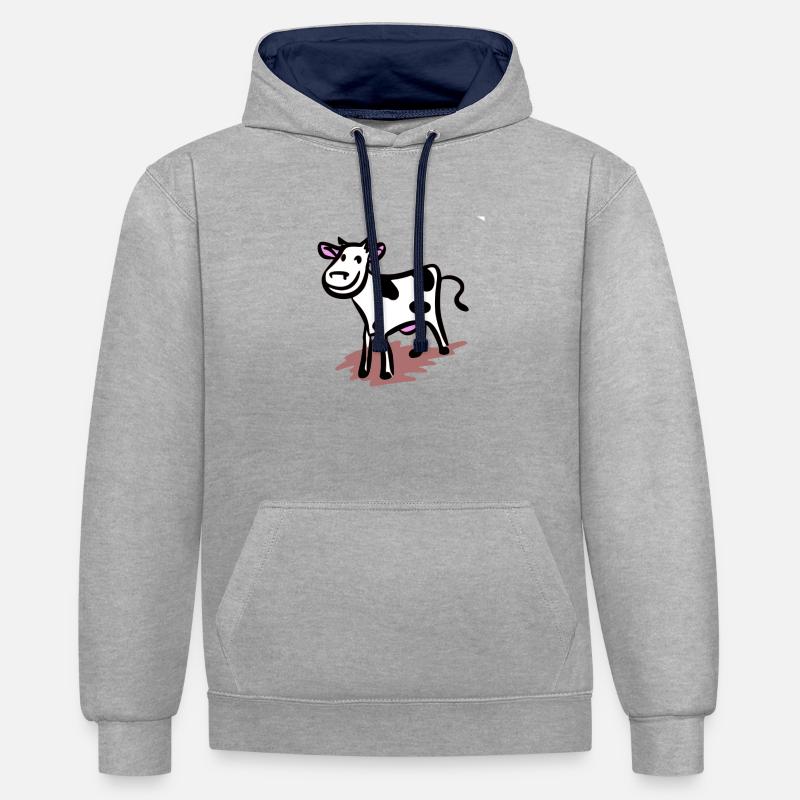 Louba la vache bienheureuse - Sweat à capuche contrasté - gris chiné/bleu marine