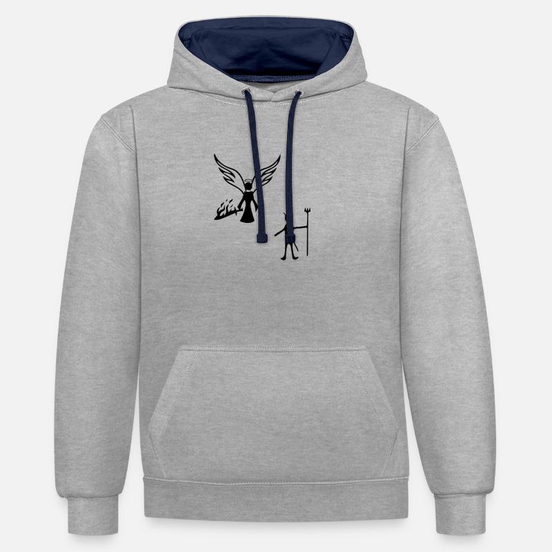 Confrontation - Sweat à capuche contrasté - gris chiné/bleu marine