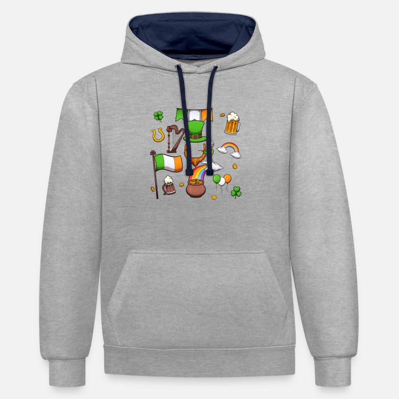St Patrick's Day Elements - Contrast hoodie - heather grey/navy