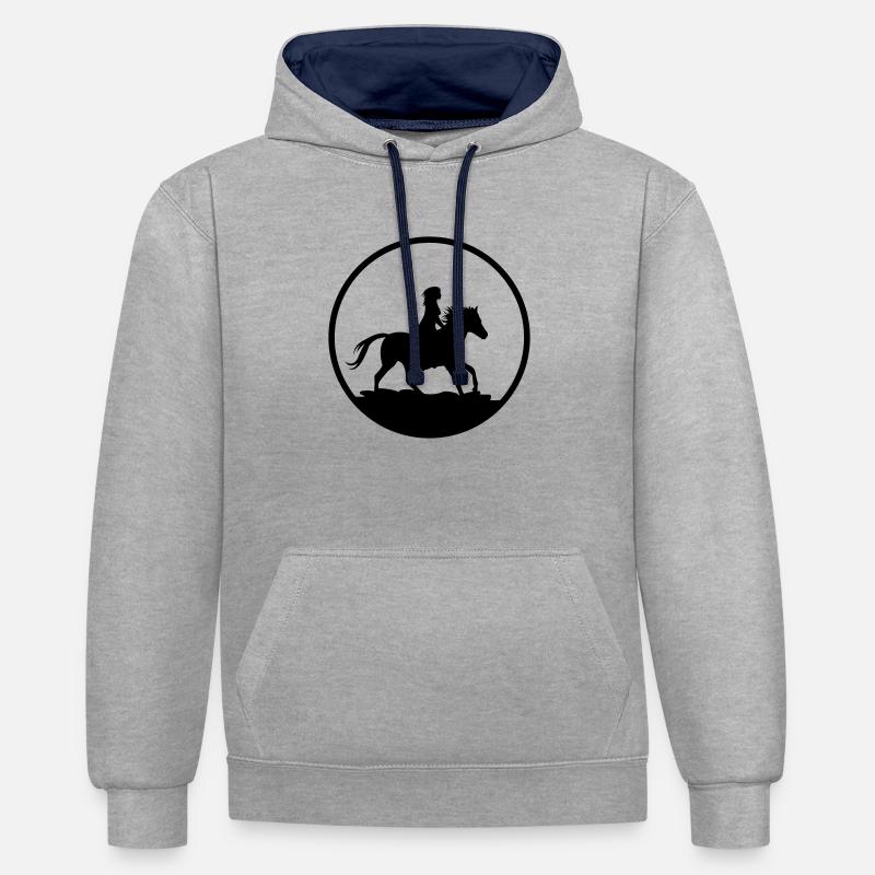 cavalier - Sweat à capuche contrasté - gris chiné/bleu marine