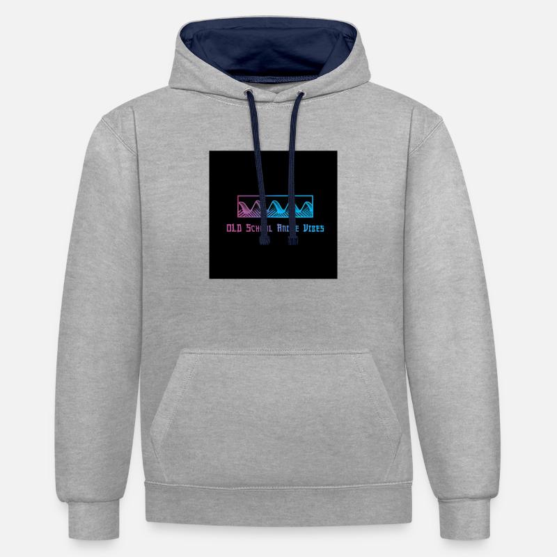 Synthwave (Synthwave) - Kontrast-Hoodie - Grau meliert/Navy