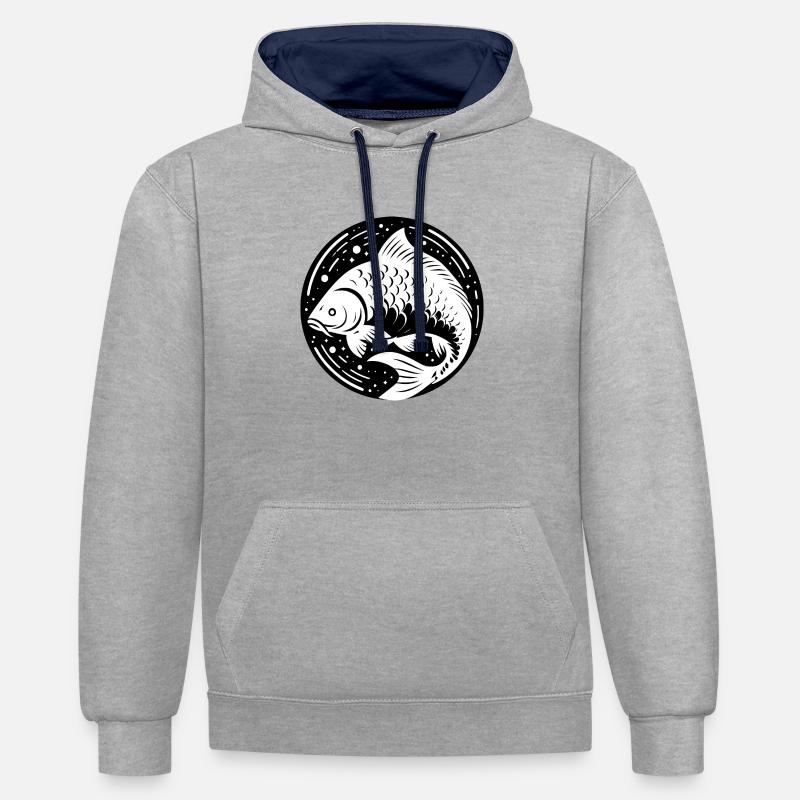 Carpe créative blanche - Sweat à capuche contrasté - gris chiné/bleu marine