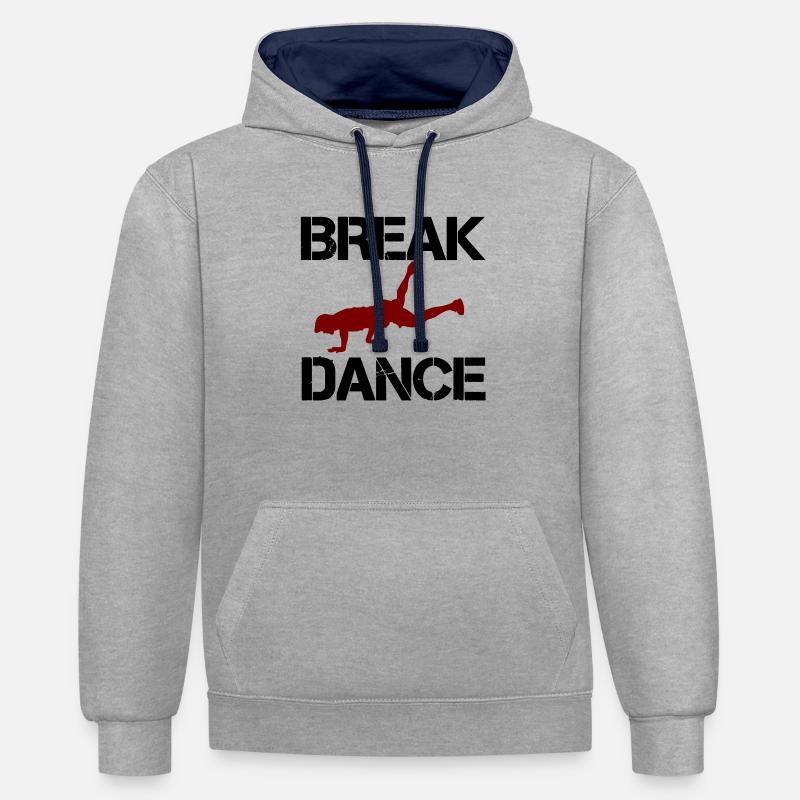 Breakdance (Breakdance) - Sweat à capuche contrasté - gris chiné/bleu marine