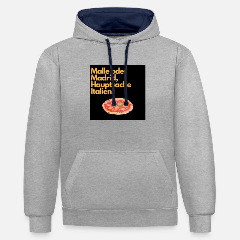 Malle oder Madrid - Kontrast-Hoodie - Grau meliert/Navy