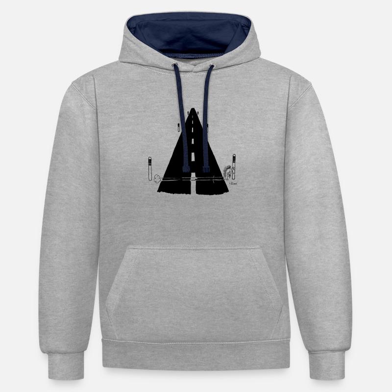 Kurti Hedgehog Bande dessinée - Sweat à capuche contrasté - gris chiné/bleu marine