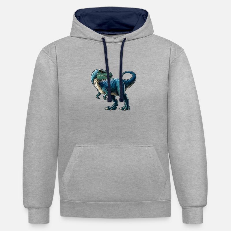 Géant Mammifère Dino T-Rex - Sweat à capuche contrasté - gris chiné/bleu marine