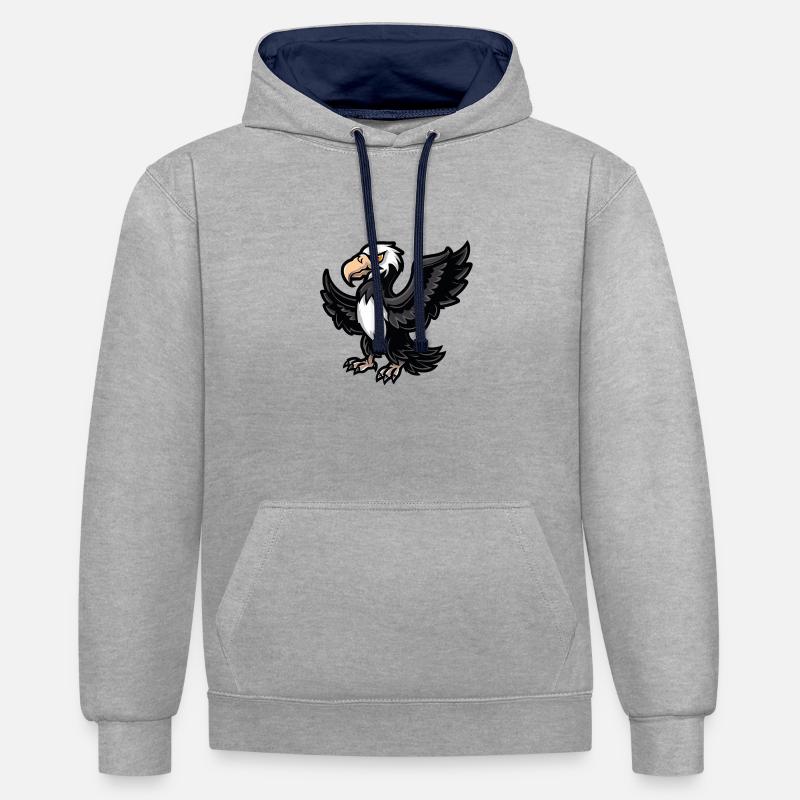 Bande dessinée Eagle - Sweat à capuche contrasté - gris chiné/bleu marine