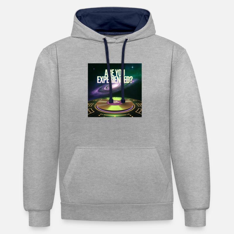 L’expérience vinyle du futur - Sweat à capuche contrasté - gris chiné/bleu marine