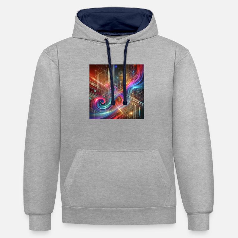 Fusion rayonnante - Sweat à capuche contrasté - gris chiné/bleu marine