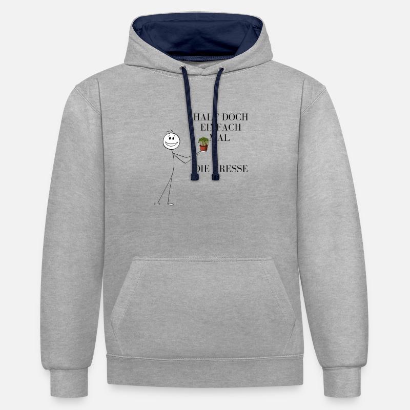 Tenez simplement le cresson - Sweat à capuche contrasté - gris chiné/bleu marine