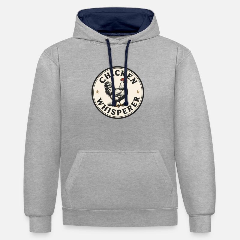 Hühnerflüsterer - chuchoteur de poulet - Sweat à capuche contrasté - gris chiné/bleu marine
