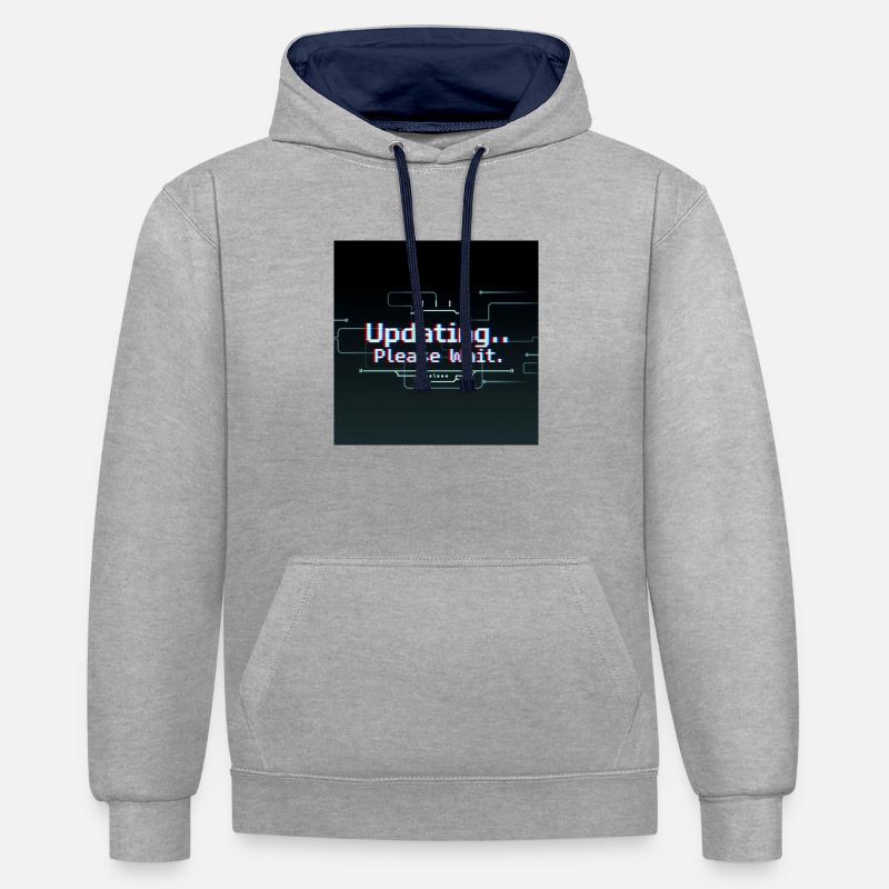 Glitch Update Loading Screen - Contrast hoodie - heather grey/navy
