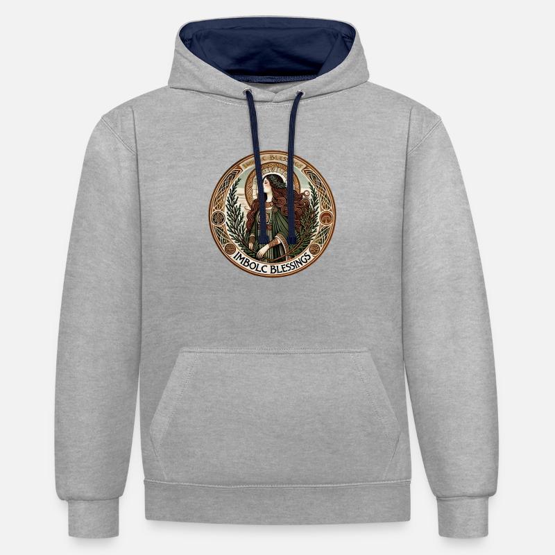 Imbolc - Sweat à capuche contrasté - gris chiné/bleu marine
