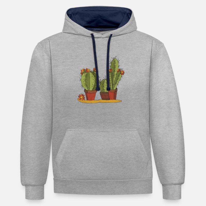 Blumen - Kontrast-Hoodie - Grau meliert/Navy
