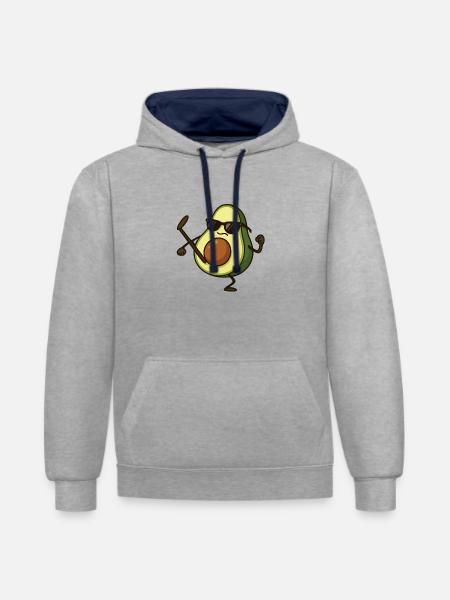 Avocado Karate - Contrast hoodie - heather grey/navy