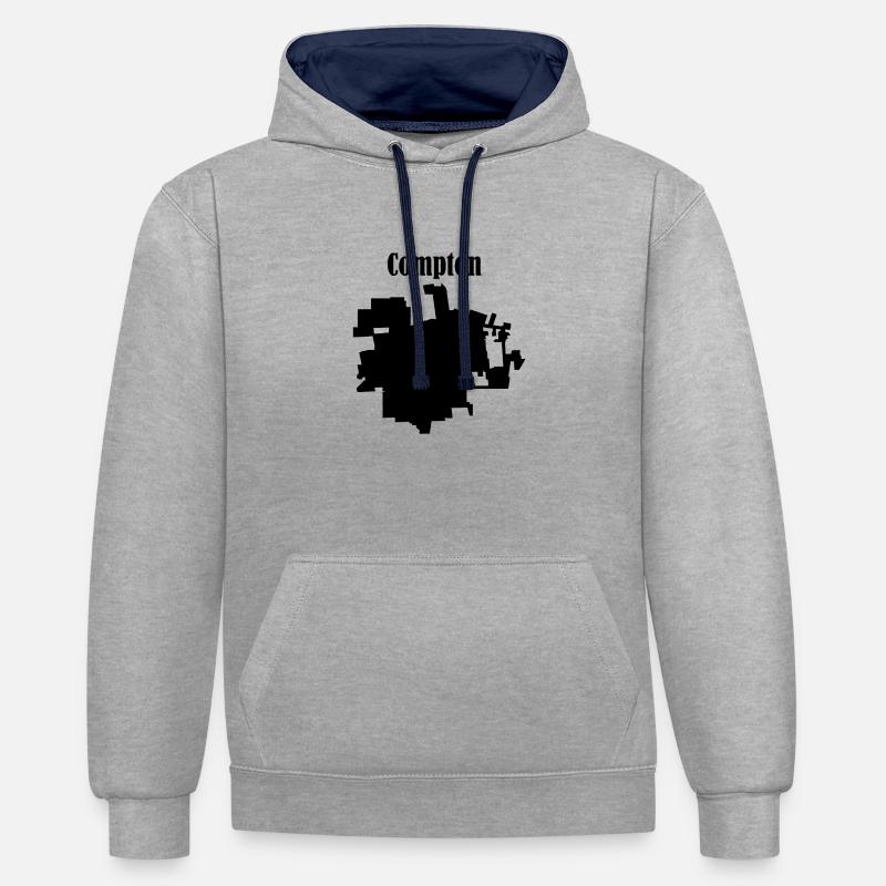 Noir Compton - Sweat à capuche contrasté - gris chiné/bleu marine