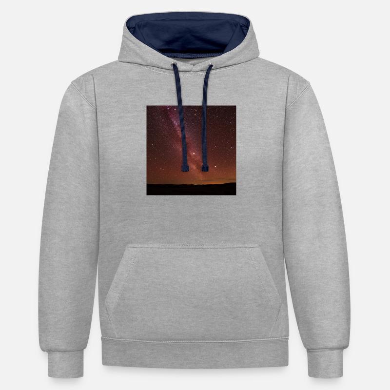 Image de comparaison ciel étoilé - Sweat à capuche contrasté - gris chiné/bleu marine