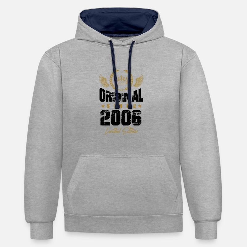 Édition limitée 2006 - Sweat à capuche contrasté - gris chiné/bleu marine