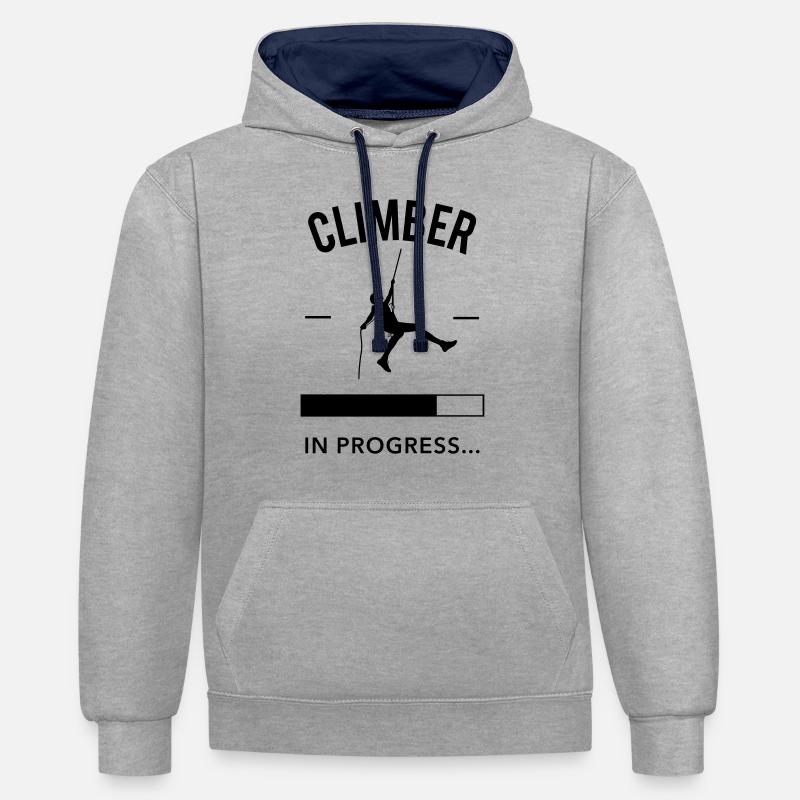 Climber in Progress - Kontrast-Hoodie - Grau meliert/Navy