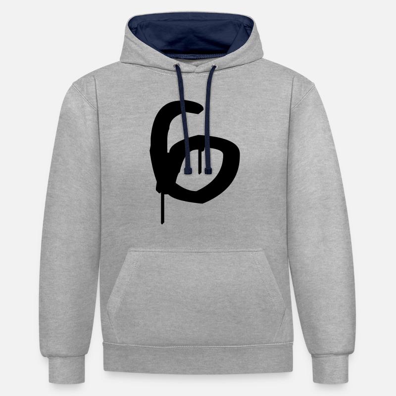 Graffiti : 6 - Sweat à capuche contrasté - gris chiné/bleu marine