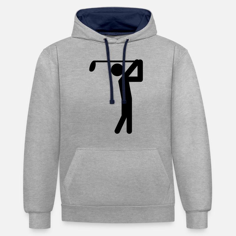 golfer icon - Sweat à capuche contrasté - gris chiné/bleu marine