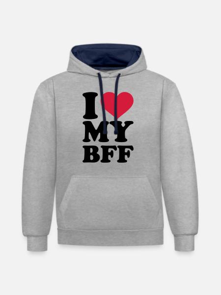 I love my best Friend forever - Kontrastowa bluza - szary melanż/granatowy
