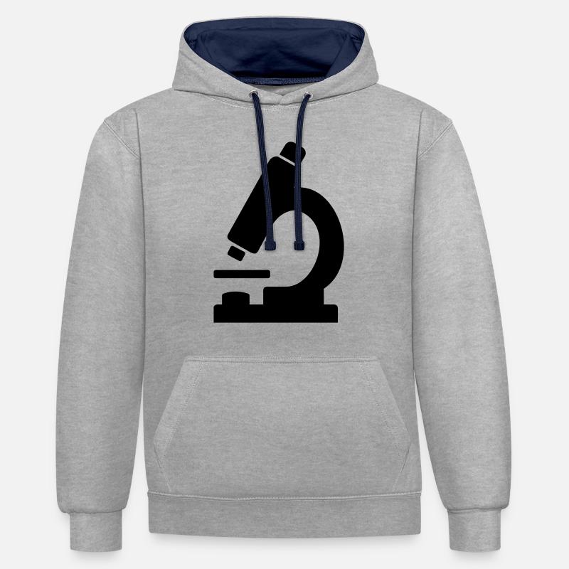 Microscope - Sweat à capuche contrasté - gris chiné/bleu marine
