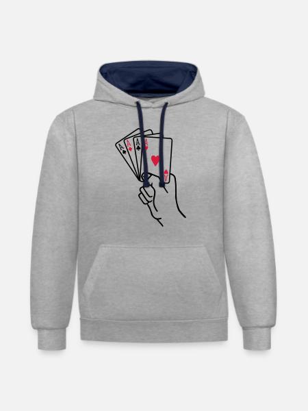 Poker - Contrast hoodie - heather grey/navy