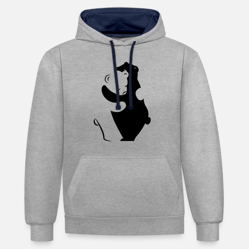 Bears Hugging - Sweat à capuche contrasté - gris chiné/bleu marine