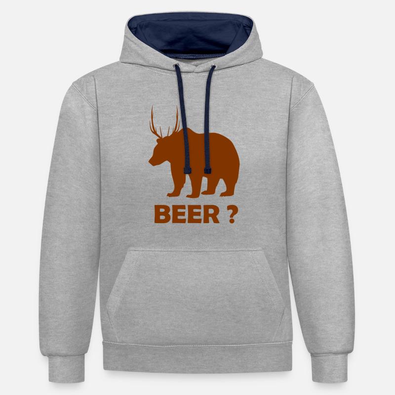 BEER ? - Sweat à capuche contrasté - gris chiné/bleu marine
