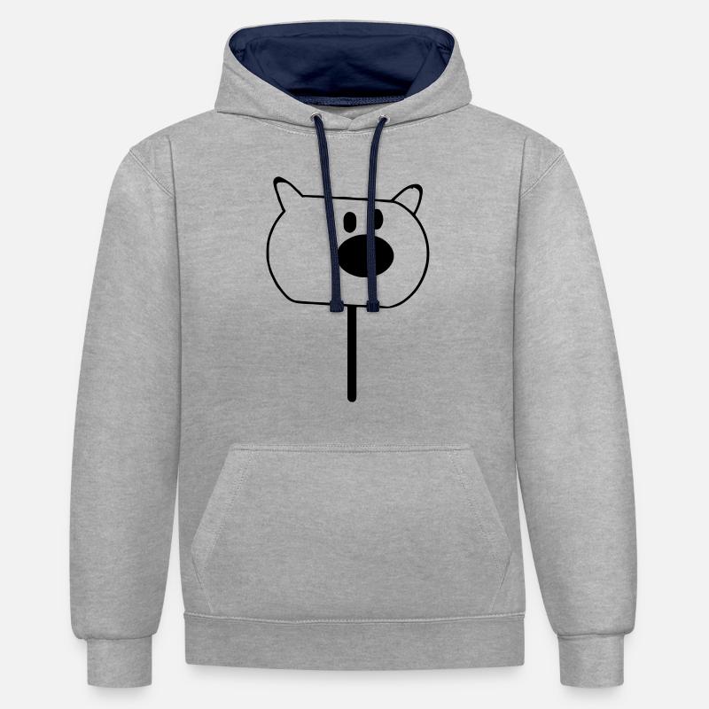 Popsicles visage de porc - Sweat à capuche contrasté - gris chiné/bleu marine