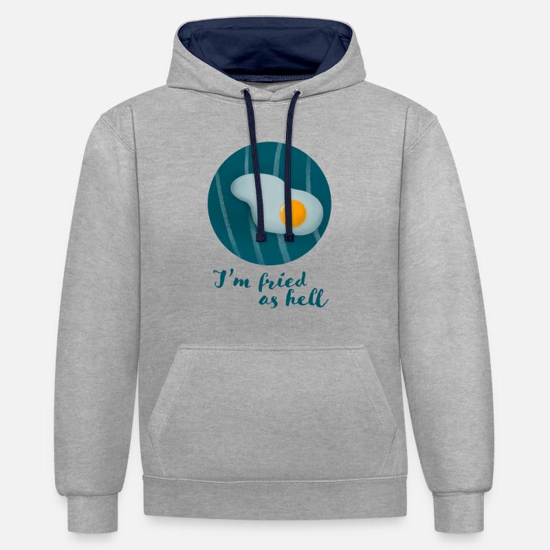 Frit comme l’enfer - Sweat à capuche contrasté - gris chiné/bleu marine