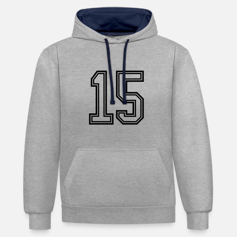Symbole de 15 chiffres - Sweat à capuche contrasté - gris chiné/bleu marine