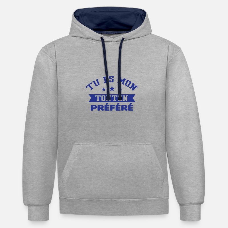 Tu es mon oncle préféré - Sweat à capuche contrasté - gris chiné/bleu marine