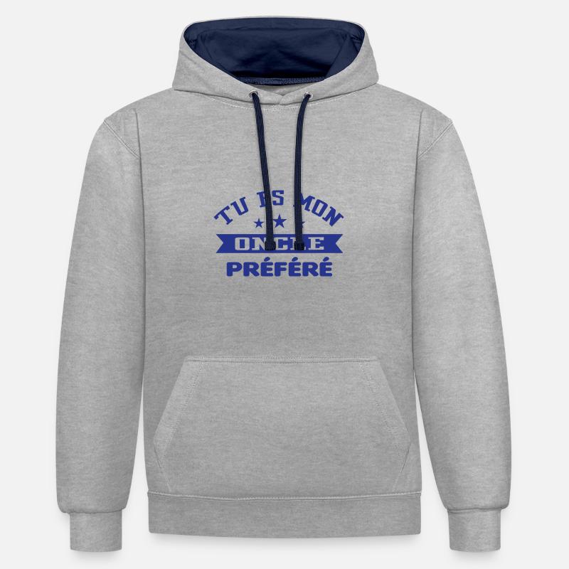 Tu es mon oncle préféré - Sweat à capuche contrasté - gris chiné/bleu marine