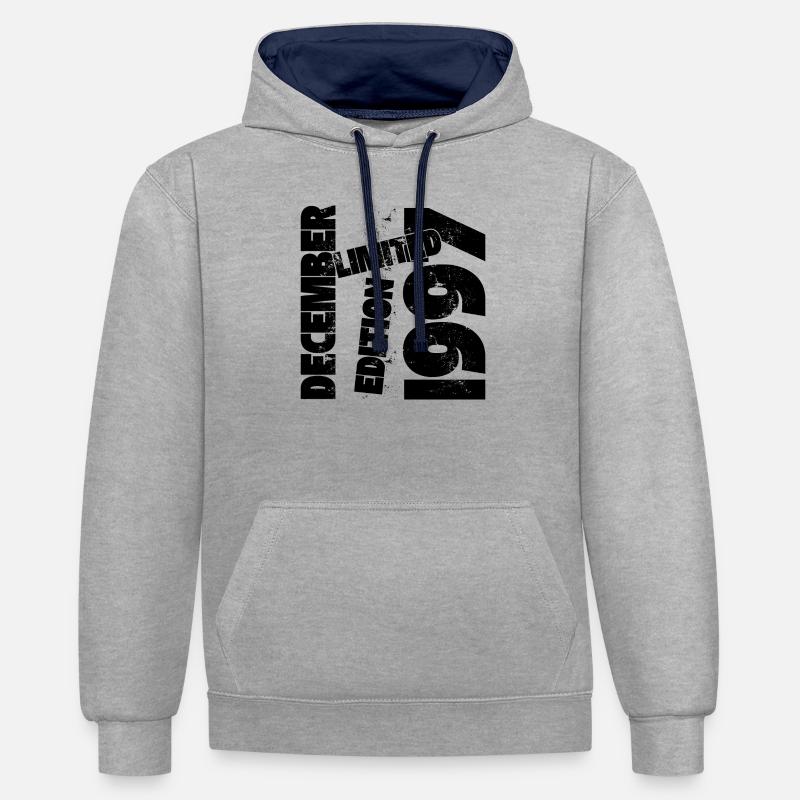 DECEMBRE 1997 LIMITED EDITION - Sweat à capuche contrasté - gris chiné/bleu marine