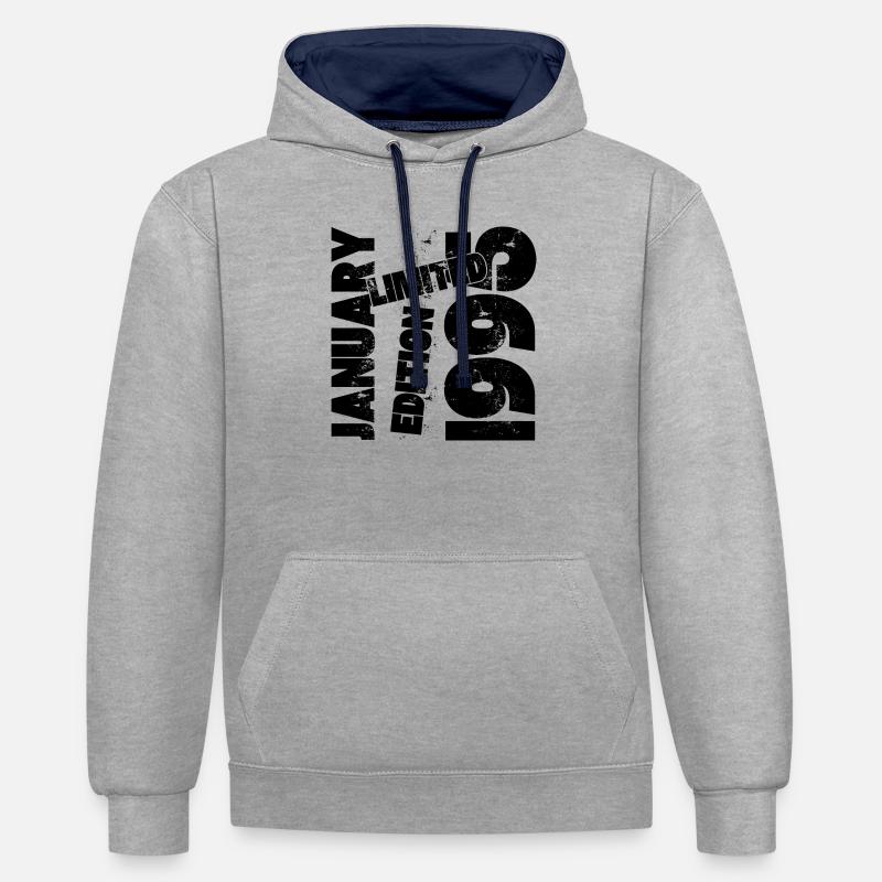 JANVIER 1995 LIMITED EDITION - Sweat à capuche contrasté - gris chiné/bleu marine
