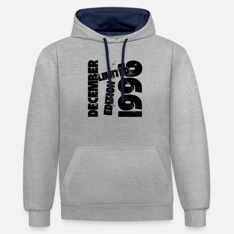 DECEMBRE 1996 LIMITED EDITION - Sweat à capuche contrasté - gris chiné/bleu marine