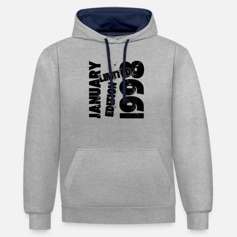 JANVIER 1998 LIMITED EDITION - Sweat à capuche contrasté - gris chiné/bleu marine